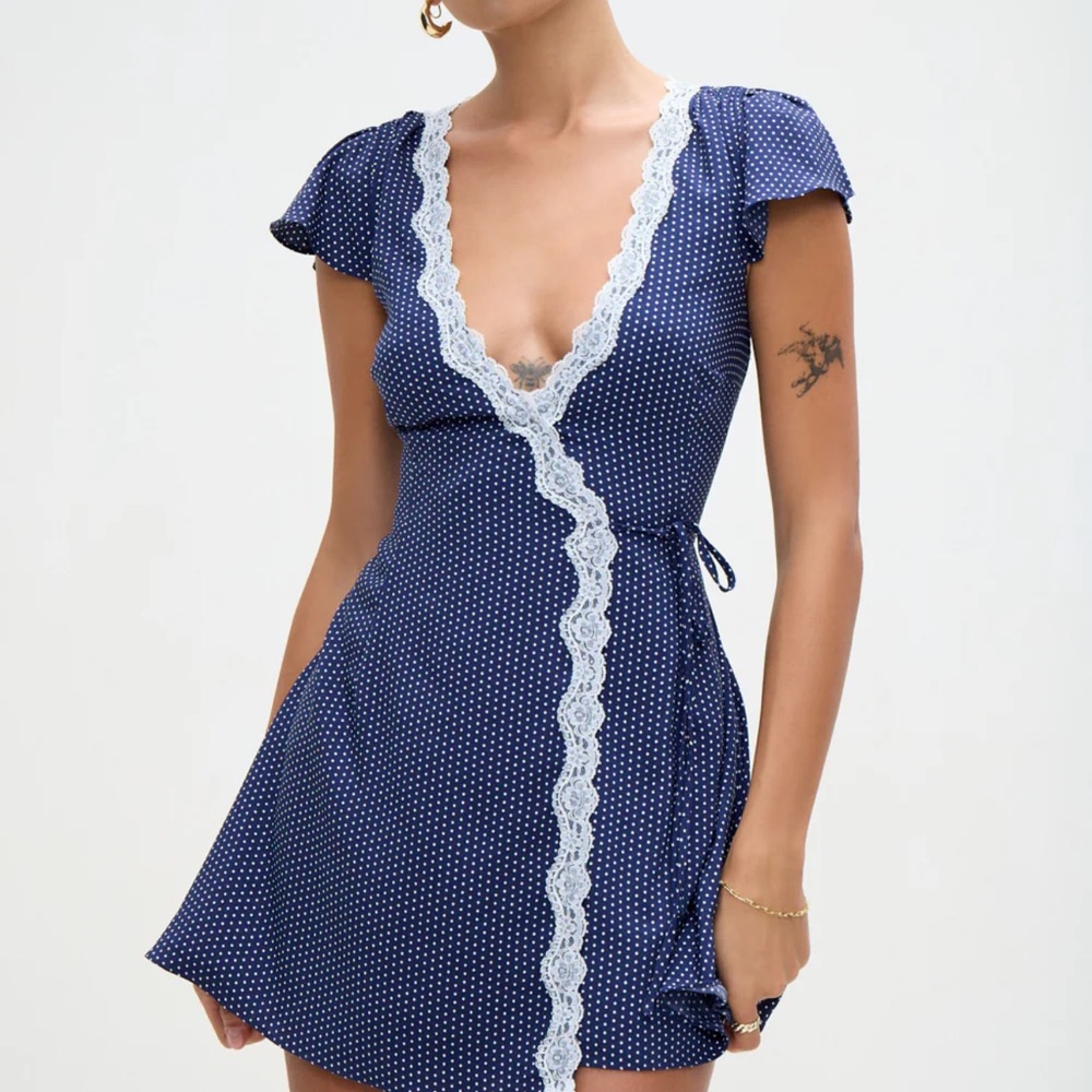Frankie’s Bikinis polka dot wrap dress